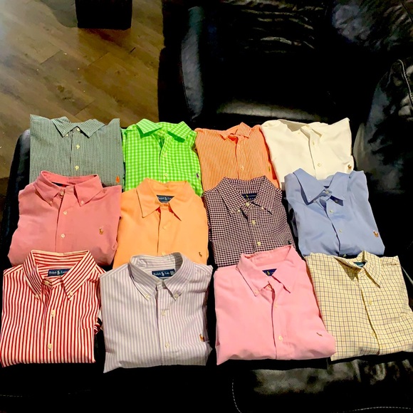 13 Ralph Lauren button downs & 2 Ralph Lauren Jackets